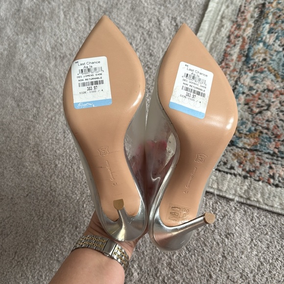 Gianvito Rossi Silver Sigma Heels with Crystal Embellishment - Picture 8 of 15